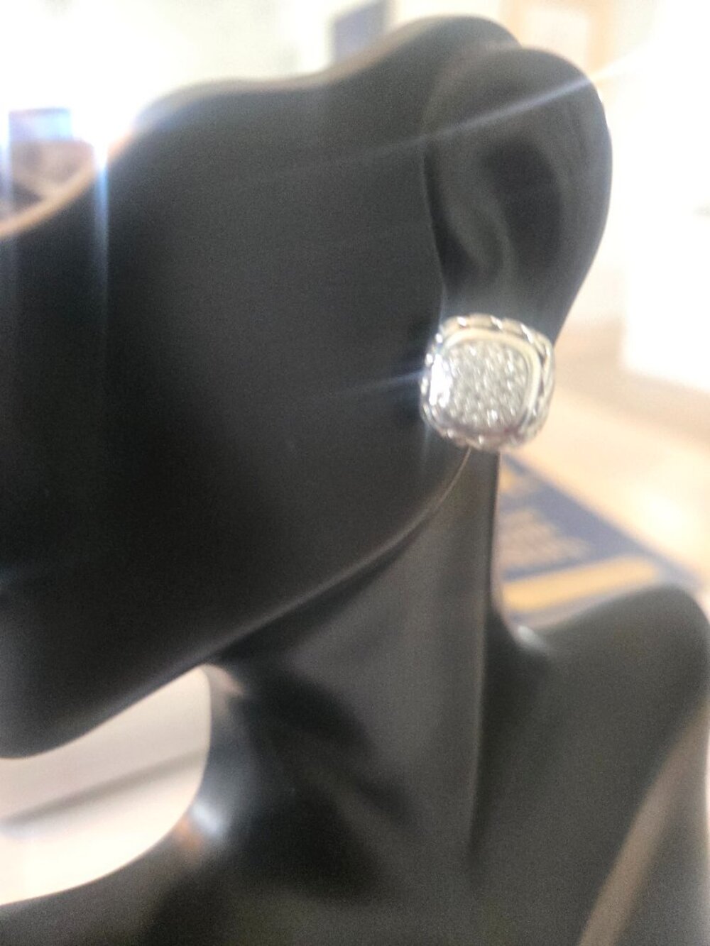 Designer John Hardy Classic Pave Diamond & Sterling Silver stud earrings